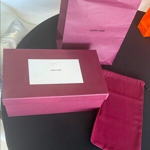 John Lobb Burgundy Shoe Box and Dust Bag Set